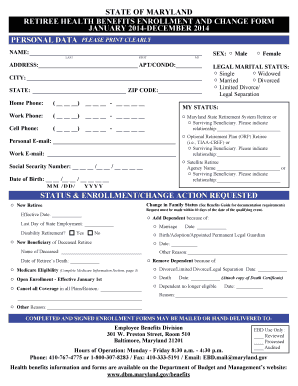 Maryland Retiree Health Benefits Enrollment Form
