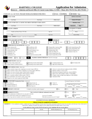 Hartnell College Application for Admission