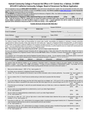 California Community Colleges Board of Governors Fee Waiver Application