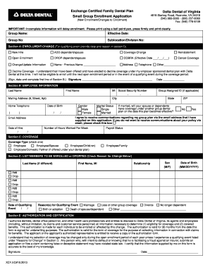 Delta Dental of Virginia Small Group Enrollment Application