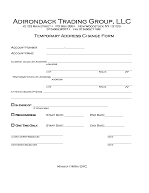 Temporary Address Change Form