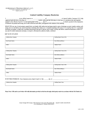 Limited Liability Company Resolution