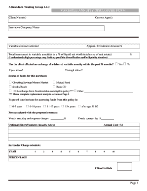 Variable Annuity Disclosure Form