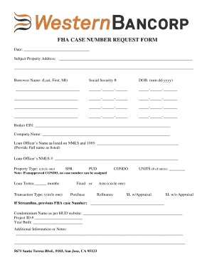 FHA Case Number Request Form