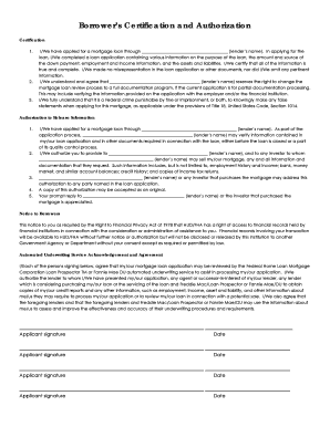 Borrower’s Certification and Authorization