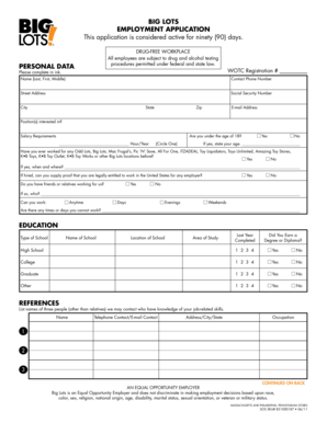 Big Lots Employment Application