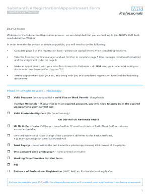 nhsp substantive assignment amendment form