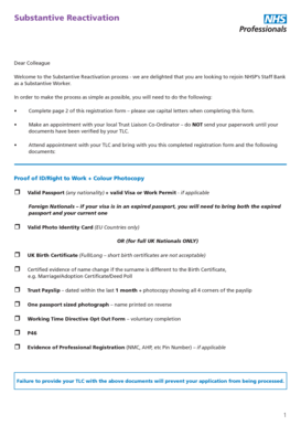 NHS Substantive Reactivation Form