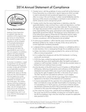 2014 Annual Statement of Compliance