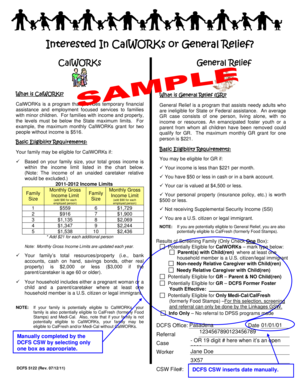 California CalWORKs and General Relief Application