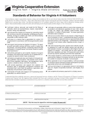 Standards of Behavior for Virginia 4-H Volunteers