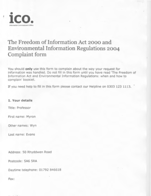 UK Freedom of Information Act Complaint Form