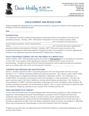 Child Consent and Intake Form