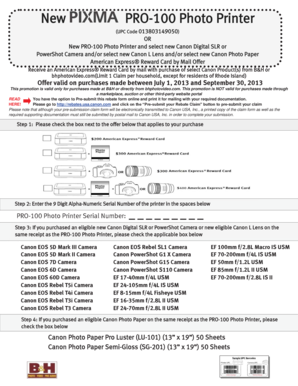 Canon PRO-100 Photo Printer Rebate Form