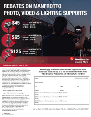 Manfrotto Product Rebate Form