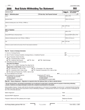 California Real Estate Withholding Tax Statement 593