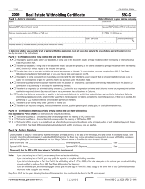 California Real Estate Withholding Certificate 593-C