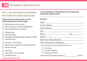California State University Information Request Form