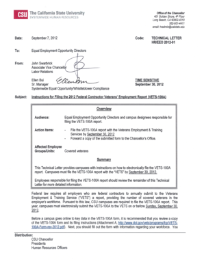 Federal Contractor Veterans’ Employment Report VETS-100A