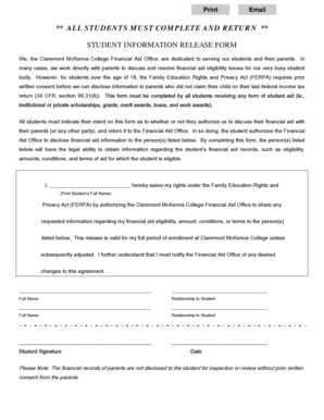 Student Information Release Form