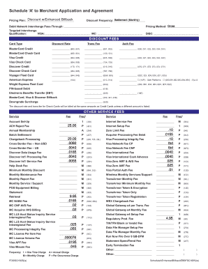 Merchant Application and Agreement Schedule A