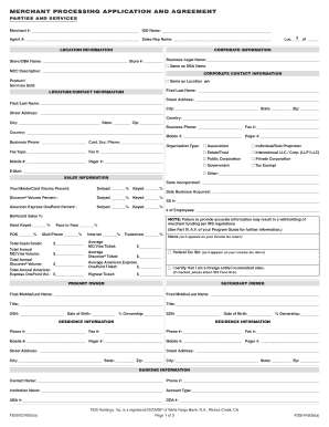 Merchant Processing Application and Agreement