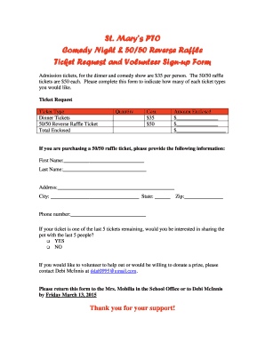 Comedy Night & 50/50 Reverse Raffle Ticket Request and ... - stmaryschoolmelrose