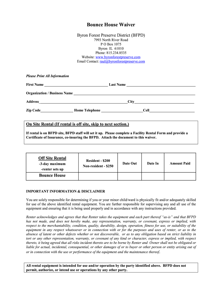 Fillable Online Bounce house waiverdoc Fax Email Print - pdfFiller Throughout bounce house rental agreement template