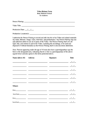 Release form for filming - Video Release Form Bute Medical School St Andrews - medialab st-andrews ac