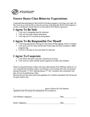 Athlete behavior contract template - Dance behavior contract - positiveplaceforkids.com