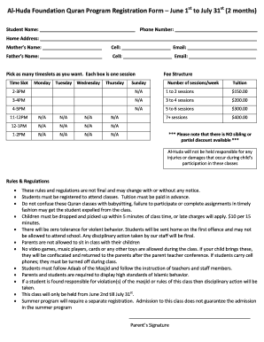 Fathers Name: Cell: Email: Pick as many timeslots as you ... - alhudafoundation