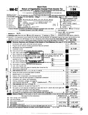 Short Form Return of Organization Exempt From Income Tax Form 2004 Under section 501(c), 527, or 4947(a)(1) of the Internal Revenue Code (except black lung benefit must or private foundation) li For organizations with gross receipts less