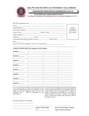 SPL Chance April2016 Exam Form &amp; Admit Card - MIMIT Malout