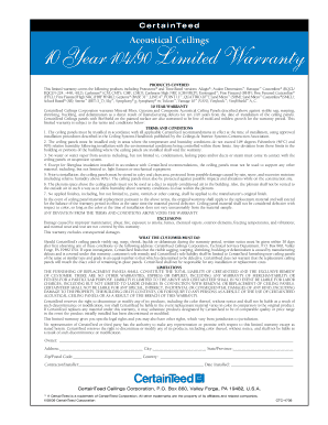 Church letter asking for financial support pdf - 10 Year 104/Acoustical Ceilings90 Limited Warranty