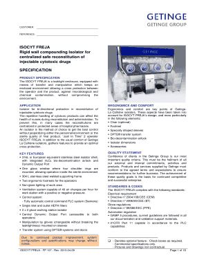 ISOCYT FREJA Isolator Specification