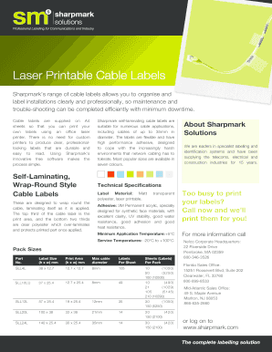 Fillable Online Laser Printable Cable Labels Fax Email Print - pdfFiller