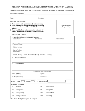 AARDO Training Fellowship Nomination Form