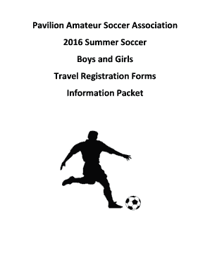 Signed photo release form - Pavilion Amateur Soccer Association 2016 Summer Soccer Boys and Girls Travel Registration Forms Information Packet Pavilion Amateur Soccer Association P