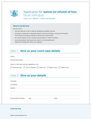 Application for waiver (or refund) of fees