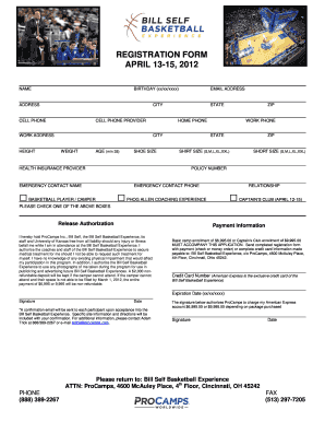 REGISTRATION FORM APRIL 13-15, 2012