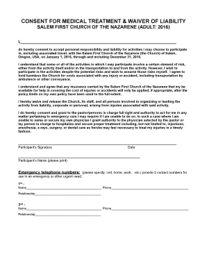 Michigan window tint exemption form - CONSENT FOR MEDICAL TREATMENT & WAIVER OF LIABILITY SALEM ... - salemnaz