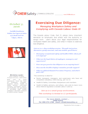 October 5, Exercising Due Diligence - chemsafety