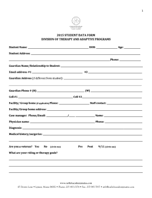 2015 STUDENT DATA FORM