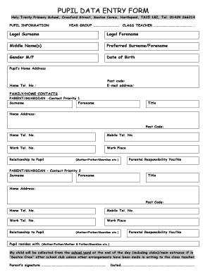 pupil data form