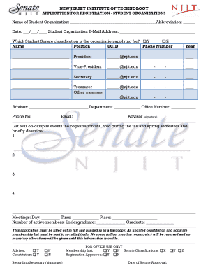 2011 Student Senate Club Constitution Packet Contains: NJIT Student Senate Registration Criteria Classification Information Constitutional Guidelines