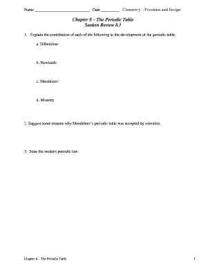 Chapter 8 The Periodic Table Section Review 8