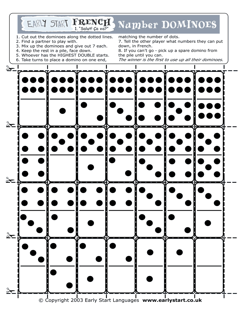 Fillable Online Cut out the dominoes along the dotted lines Fax Email ...