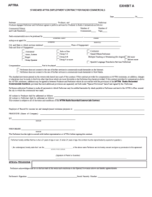 STANDARD AFTRA EMPLOYMENT CONTRACT FOR RADIO COMMERCIALS