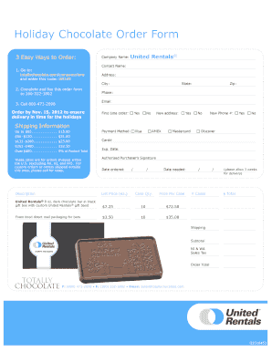 Holiday Chocolate Order Form