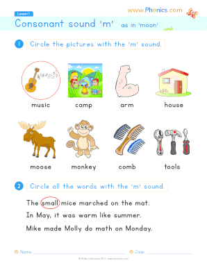 Lesson 1 Consonant sound m as in moon - Phonics